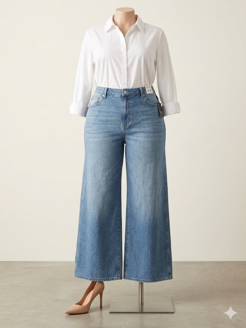 Celebrity Pink Medium Wash Wide Leg High-Rise Jeans Size 19/34